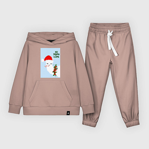Детский костюм Лама Санта Клаус no drama llama / Пыльно-розовый – фото 1