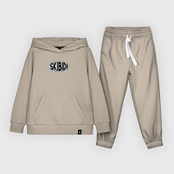 Костюм хлопковый детский Скибиди, цвет: миндальный