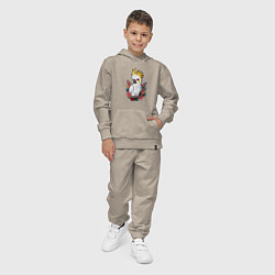 Костюм хлопковый детский Попугай какаду на ветке с листьями, цвет: миндальный — фото 2