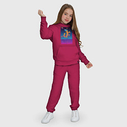Костюм хлопковый детский Синтвейв тетрис, цвет: маджента — фото 2