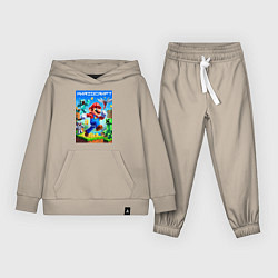 Костюм хлопковый детский Mario in Minecraft - ai art collaboration, цвет: миндальный
