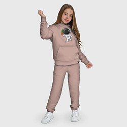 Костюм хлопковый детский Космонавт флорист, цвет: пыльно-розовый — фото 2