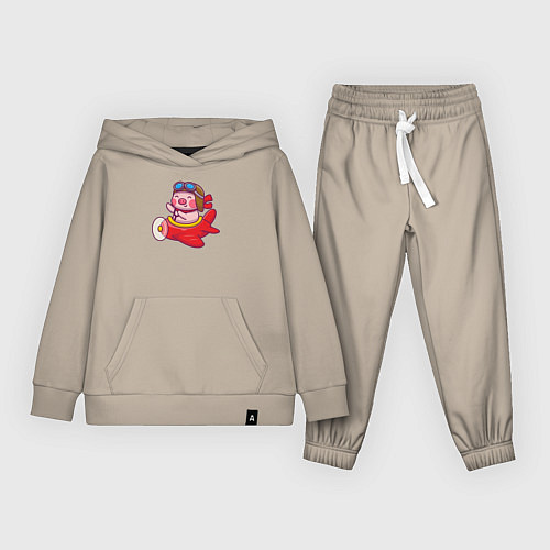 Детский костюм Поросёнок авиатор / Миндальный – фото 1