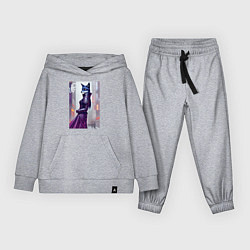 Костюм хлопковый детский Чернобурая лиса модница - нейросеть, цвет: меланж