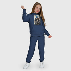 Костюм хлопковый детский Кот панк с разноцветным хаером - Нью-Йорк, цвет: тёмно-синий — фото 2