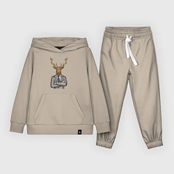 Костюм хлопковый детский Олень босс, цвет: миндальный