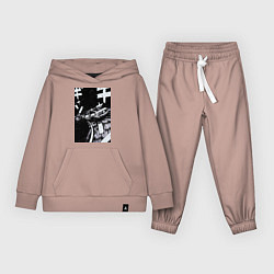 Костюм хлопковый детский Гонки манга, цвет: пыльно-розовый