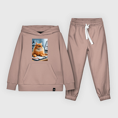 Детский костюм Рыжий кот дизайнер - нейроарт / Пыльно-розовый – фото 1