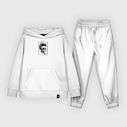 Костюм хлопковый детский Череп в листве, цвет: белый