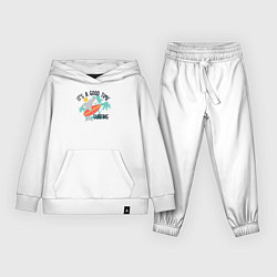 Костюм хлопковый детский Хорошее время для серфинга, цвет: белый