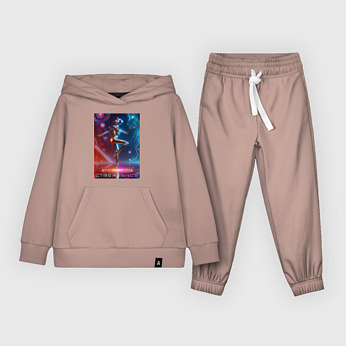 Детский костюм Танцующая кибер девчонка - неоновое свечение / Пыльно-розовый – фото 1