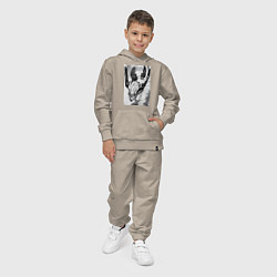 Костюм хлопковый детский Дандадан: Кэн Такакура, цвет: миндальный — фото 2