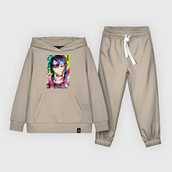 Костюм хлопковый детский Дандадан: Момо Аясэ, цвет: миндальный