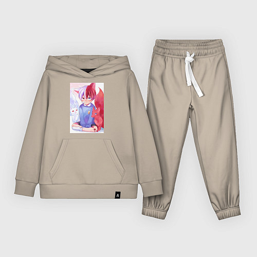 Детский костюм Моя геройская академия Сёто Тодороки лисы / Миндальный – фото 1