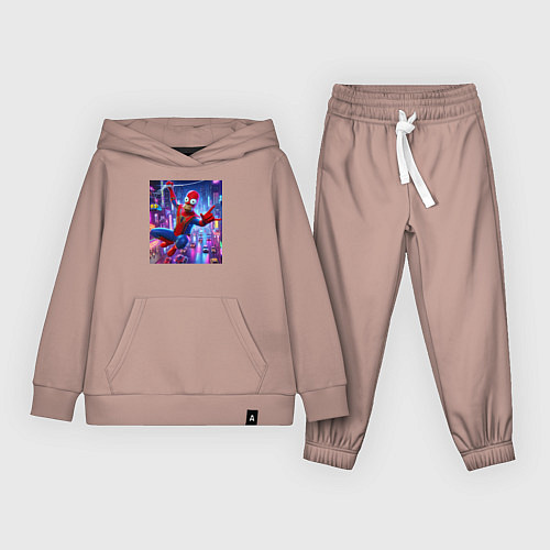 Детский костюм Homer Simpson and Spider man - collaboration / Пыльно-розовый – фото 1