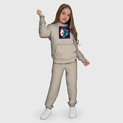 Костюм хлопковый детский Санта Клаус спешит поздравить, цвет: миндальный — фото 2