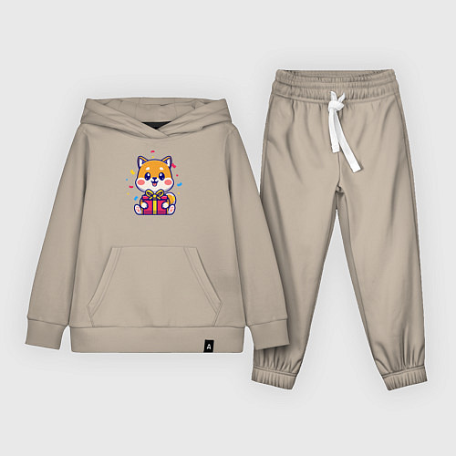 Детский костюм Собачка с подарком / Миндальный – фото 1