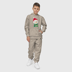 Костюм хлопковый детский Праздничный снеговик в красной шапочке, цвет: миндальный — фото 2