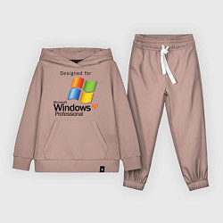 Костюм хлопковый детский Предназначен для windows xp, цвет: пыльно-розовый