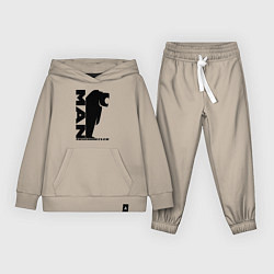 Костюм хлопковый детский MAN дальнобойщик чёрный логотип, цвет: миндальный