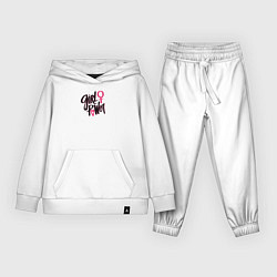 Костюм хлопковый детский Girl power black and pink, цвет: белый