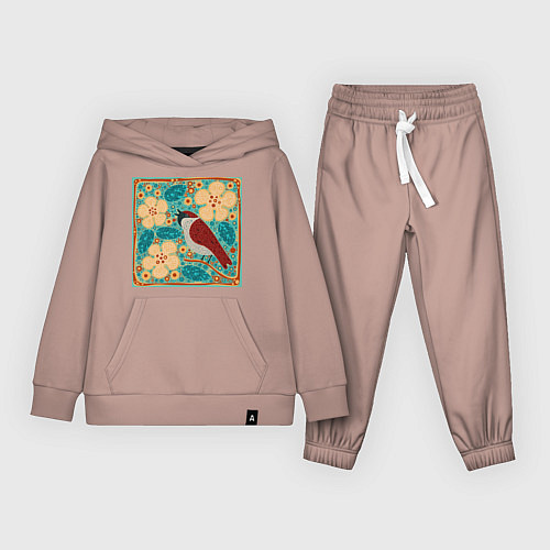 Детский костюм Воробей на ветке яблони / Пыльно-розовый – фото 1