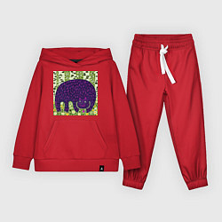 Костюм хлопковый детский Медведь в березовом лесу, цвет: красный