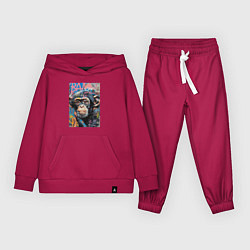 Костюм хлопковый детский Graffiti monkey, цвет: маджента