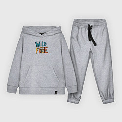 Костюм хлопковый детский Надпись Wild and free, цвет: меланж