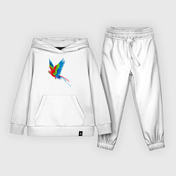 Костюм хлопковый детский Экзотический попугай, цвет: белый