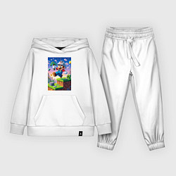 Костюм хлопковый детский Марио и Майнкрафт - коллаба, цвет: белый