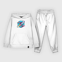 Костюм хлопковый детский Медведь супергерой, цвет: белый