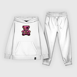 Костюм хлопковый детский Pink bear, цвет: белый