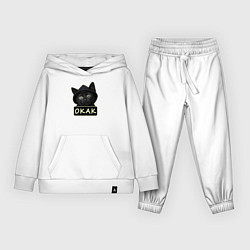 Костюм хлопковый детский Кот в капюшоне, окак, мем, цвет: белый