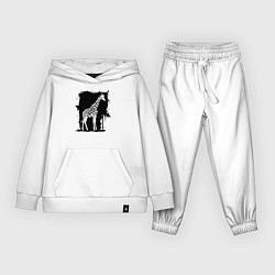 Костюм хлопковый детский Жираф в черном квадрате, цвет: белый