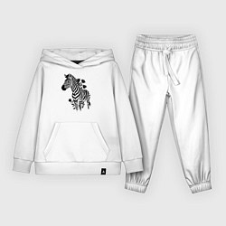 Костюм хлопковый детский Зебра с розами, цвет: белый