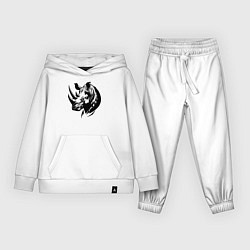 Костюм хлопковый детский Черный носорог, цвет: белый