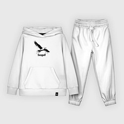 Костюм хлопковый детский Чайка черной краской, цвет: белый