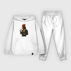 Костюм хлопковый детский Петух бизнесмен, цвет: белый