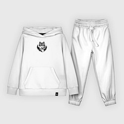 Костюм хлопковый детский Голова волка над лесом, цвет: белый