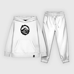 Костюм хлопковый детский Гора и храм в круге, цвет: белый