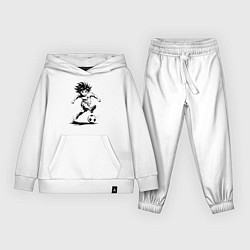 Костюм хлопковый детский Футбольная атака аниме, цвет: белый