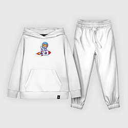 Костюм хлопковый детский Собачка на ракете, цвет: белый