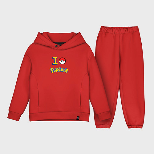 Детский костюм оверсайз Покемон I love pokemon / Красный – фото 1