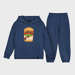 Детский костюм оверсайз Мопс-бургер, цвет: тёмно-синий