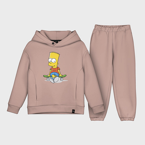 Детский костюм оверсайз Барт на скейте / Пыльно-розовый – фото 1