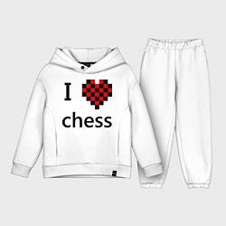 Детский костюм оверсайз I love chess, цвет: белый