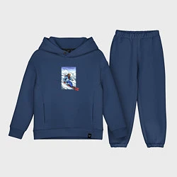 Детский костюм оверсайз Лыжный Спорт, цвет: тёмно-синий