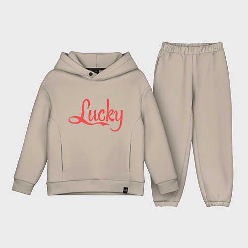 Детский костюм оверсайз Lucky logo / Миндальный – фото 1