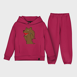 Детский костюм оверсайз Медведь цензурный, цвет: маджента